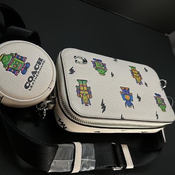 Coach Cosmic Charter Slim Crossbody Robot Print bag Leather Purse Graphic Motif - Picture 8 of 10